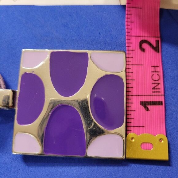 Purple Square Pendant Necklace with Matching Square Purple Earrings - Picture 9 of 12